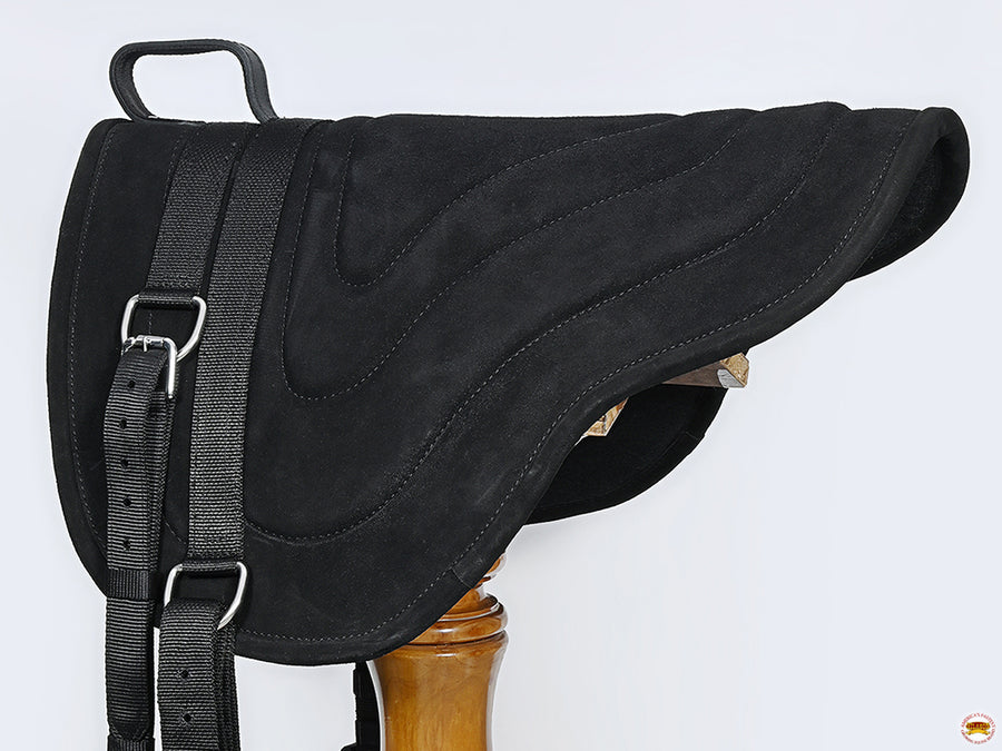 HILASON Horsemanship Leather Bareback Western Treeless Saddle Pad Black | Pads Baretek Riding for Horses