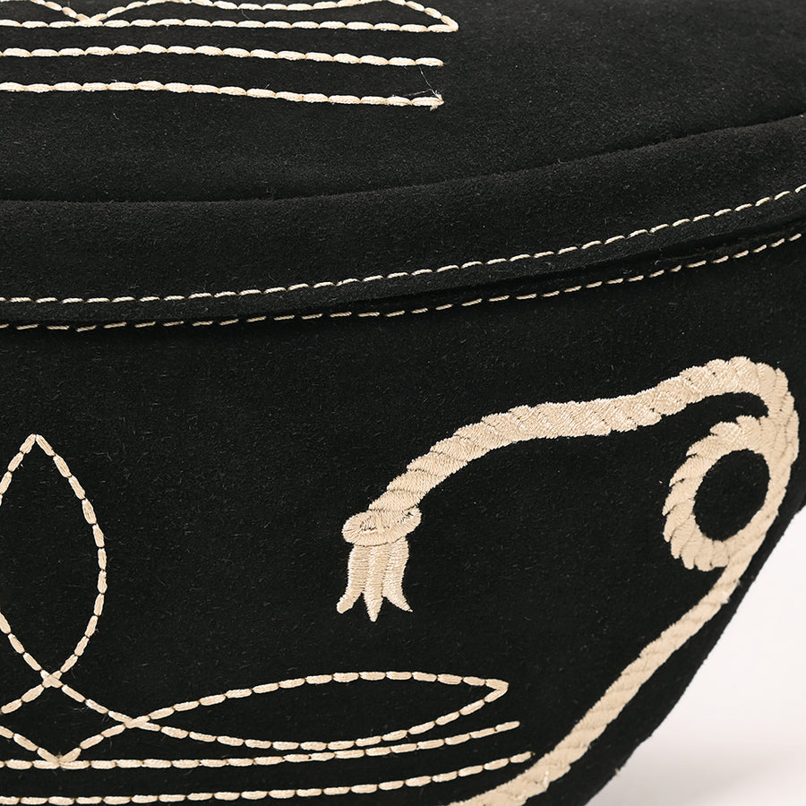 American Darling Genuine Vegetable-Tanned Leather Fanny Pack Crossbody with Western Boot Stitch Embroidery