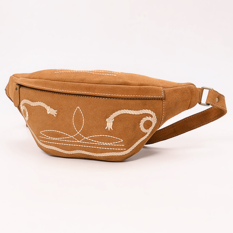 American Darling Genuine Leather Fanny Pack with Boot Stitch Embroidery - Uhorse