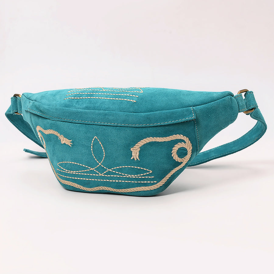 American Darling Genuine Leather Fanny Pack with Boot Stitch Embroidery - Uhorse