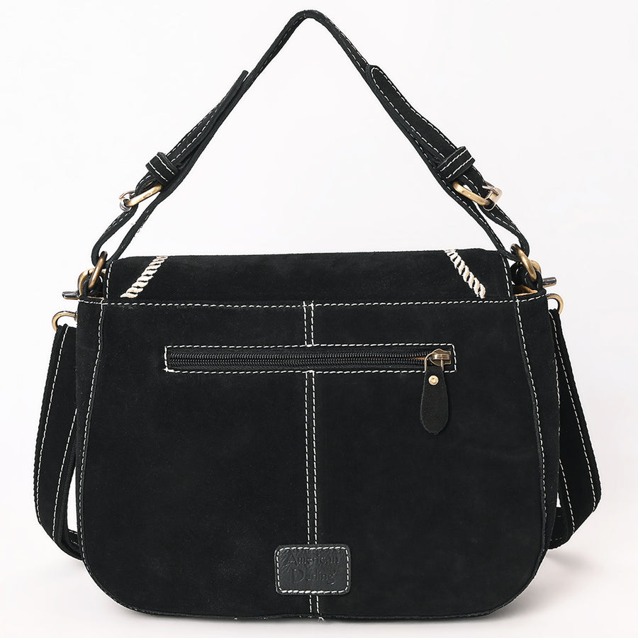 American Darling Suede Leather Cross body Bag Genuine Vegetable-Tanned Leather Purse with Boot Stitched Embroidery