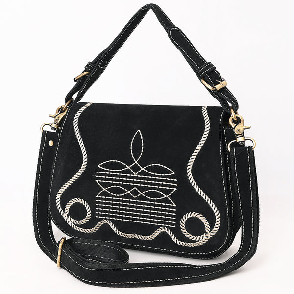 American Darling Boot Stitched Genuine Suede Leather Cross body Bag - Uhorse