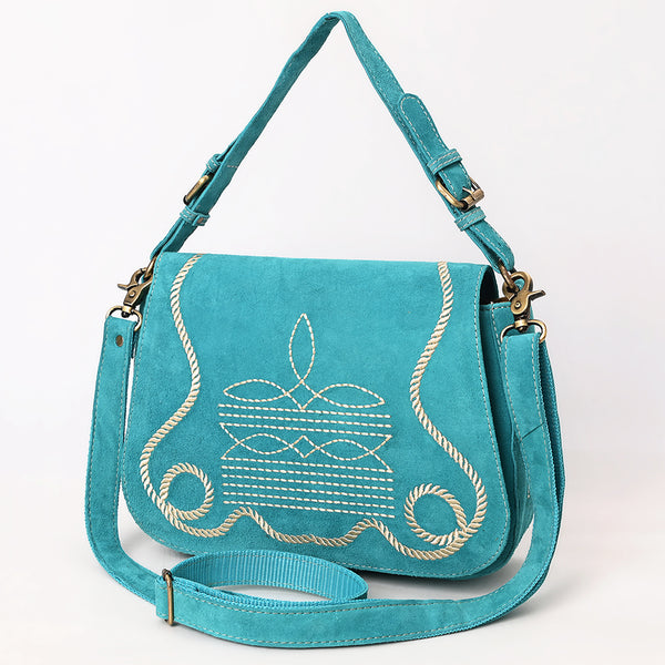 American Darling Boot Stitched Genuine Suede Leather Cross body Bag - Uhorse