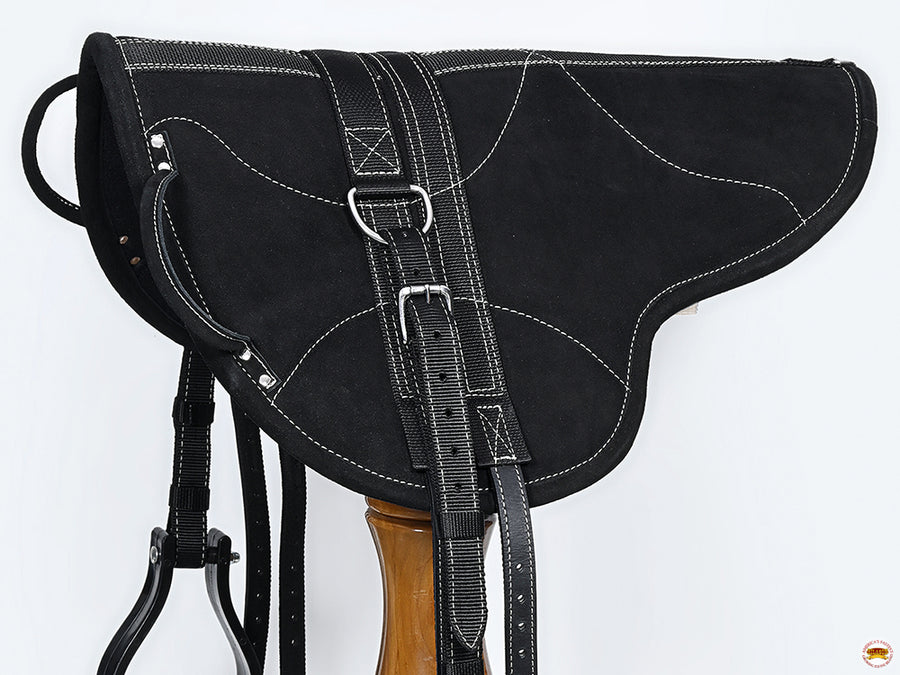 HILASON Natural Horsemanship Leather Bareback Treeless Saddle Pad Black | Western Pads Baretek Riding for Horses