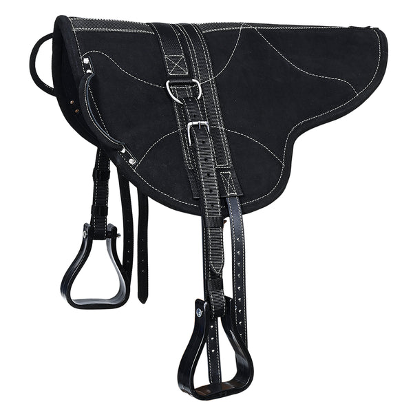 Hilason Natural Horsemanship Leather Bareback Treeless Saddle Pad Black - Uhorse