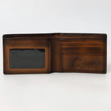 OHLAY Rodeo Genuine Leather Western Bifold Wallet For Men Dark Brown