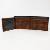 OHLAY Rodeo Genuine Leather Western Bifold Wallet For Men Dark Brown