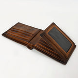 OHLAY Rodeo Genuine Leather Western Bifold Wallet For Men Dark Brown