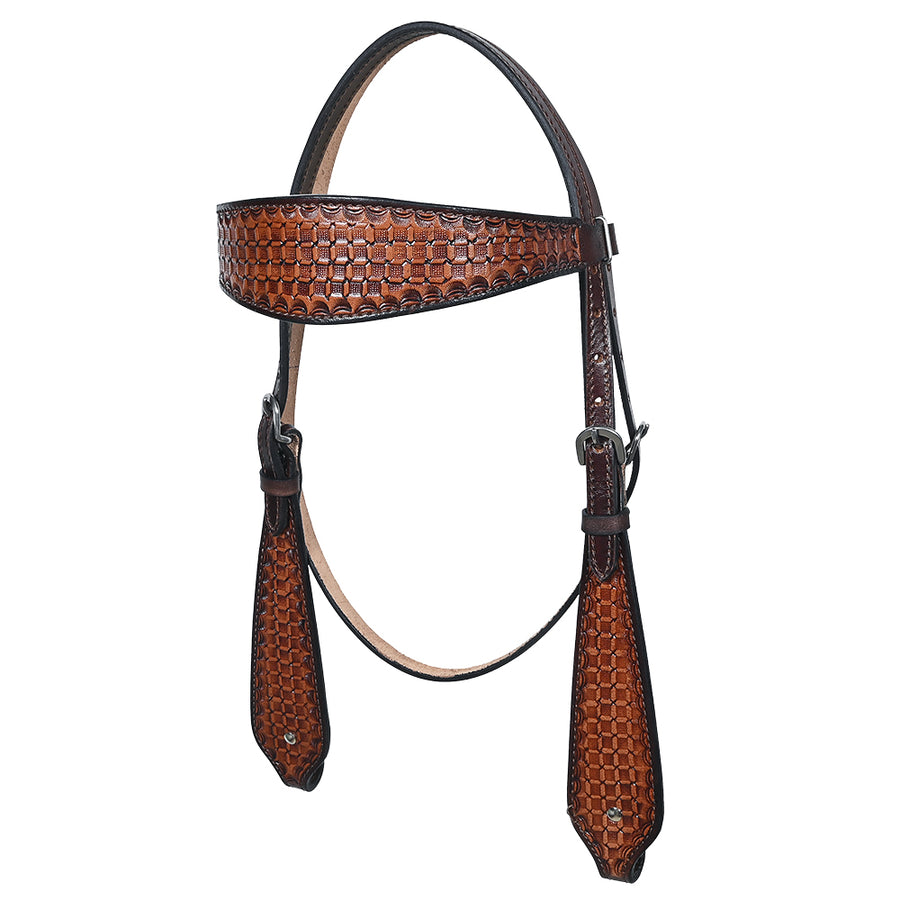 Comfytack Western Horse Headstall Breast Collar Hand Tooled Genuine American Leather Tack Brown | Heavy Duty Adjustable Western Riding Breastplate for Trail Barrel Racing Ranch Show Horse