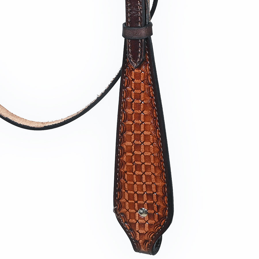 Comfytack Western Horse Headstall Breast Collar Hand Tooled Genuine American Leather Tack Brown | Heavy Duty Adjustable Western Riding Breastplate for Trail Barrel Racing Ranch Show Horse