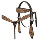COMFYTACK Western Horse Headstall Breast Collar Set American Leather Tan
