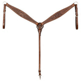 COMFYTACK Horse Floral Headstall Breast Collar Set American Leather Tan