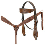 COMFYTACK Horse Floral Headstall Breast Collar Set American Leather Tan