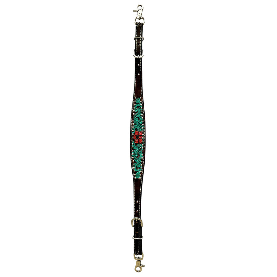 Bar H Equine American Leather Horse Saddle Tack One Ear Headstall Breast Collar Browband Wither Strap Set Botanic Chiseled