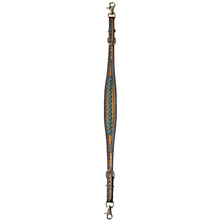 Bar H Equine American Leather Horse Saddle Tack One Ear Headstall Breast Collar Browband Wither Strap Set Turquoise Symmetry