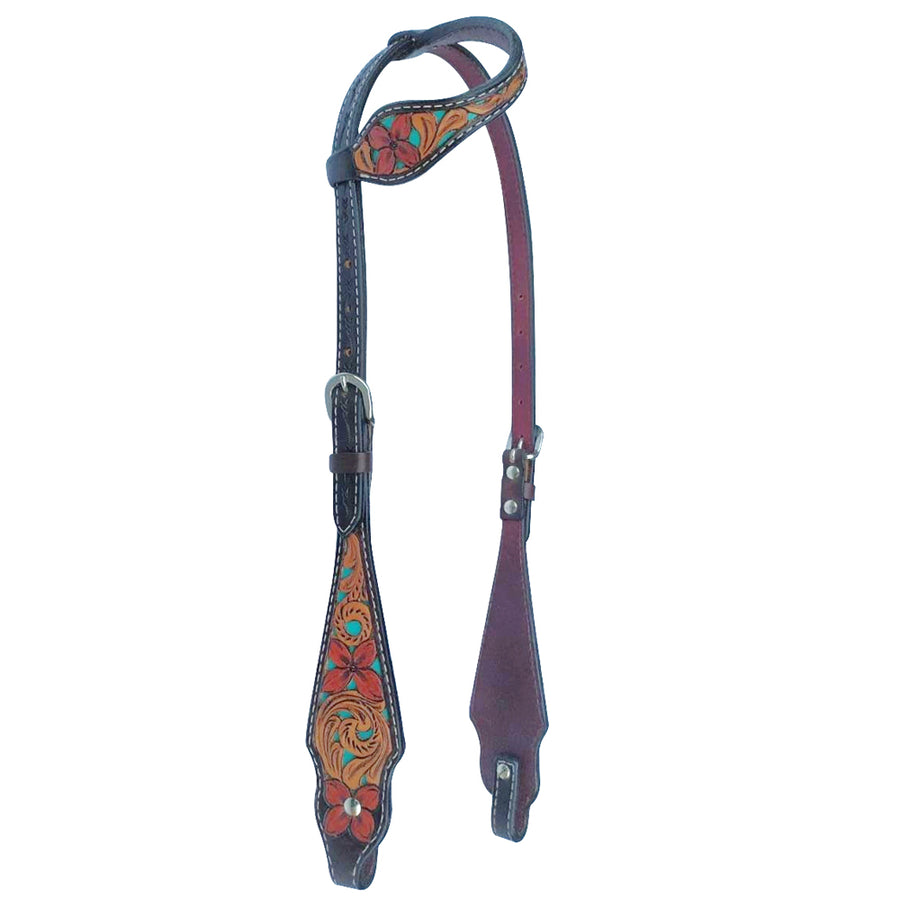 Bar H Equine American Leather Horse Saddle Tack One Ear Headstall Breast Collar Browband Wither Strap Set Tropical Turquoise