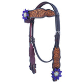 Bar H Equine American Leather Horse Saddle Tack One Ear Headstall | Breast Collar | Browband Headstall | Wither Strap | Tack Set for Horses BER113