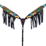Bar H Equine American Leather Horse Saddle Tack One Ear Headstall | Breast Collar Browband Wither Strap Set for Horses BER118