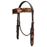 Bar H Equine Premium Hand Tooled Leather Wither Strap Breast Collar Stainless Steel Hardware Brown