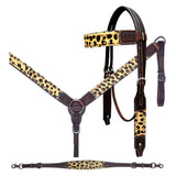 Bar H Equine Horse Leather Wild Cheetah Print Breast Collar