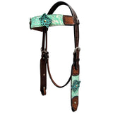Bar H Equine Premium Hand Tooled Leather Stainless Steel Hardware Breast Collar Brown
