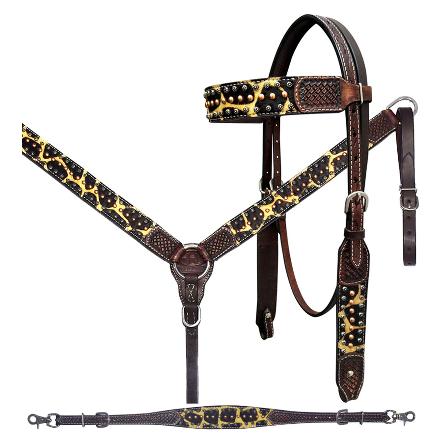 Bar H Equine American Leather Horse Saddle Tack Breast Collar Wither Strap Set