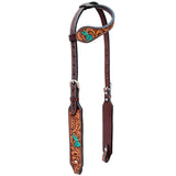 Bar H Equine American Leather Horse Saddle Tack One Ear Headstall | Breast Collar | Browband Headstall | Spur Straps | Wither Strap | Tack Set for Horses BER154