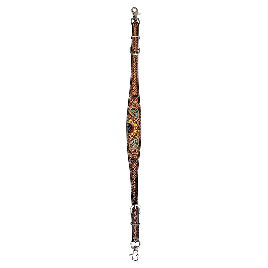 Bar H Equine Bonnie Blossom Sunflower Leather One Ear Headstall Breast Collar Wither Strap Set