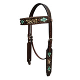 Bar H Equine Western Horse Floral Genuine American Leather Breast Collar Headstall Tack Set