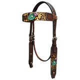 Bar H Equine Premium Hand Tooled Leather Stainless Steel Hardware Breast Collar Brown