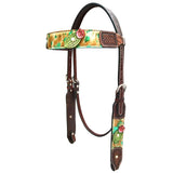 Bar H Equine Premium Hand Tooled Leather Stainless Steel Hardware One Ear Headstall Brown