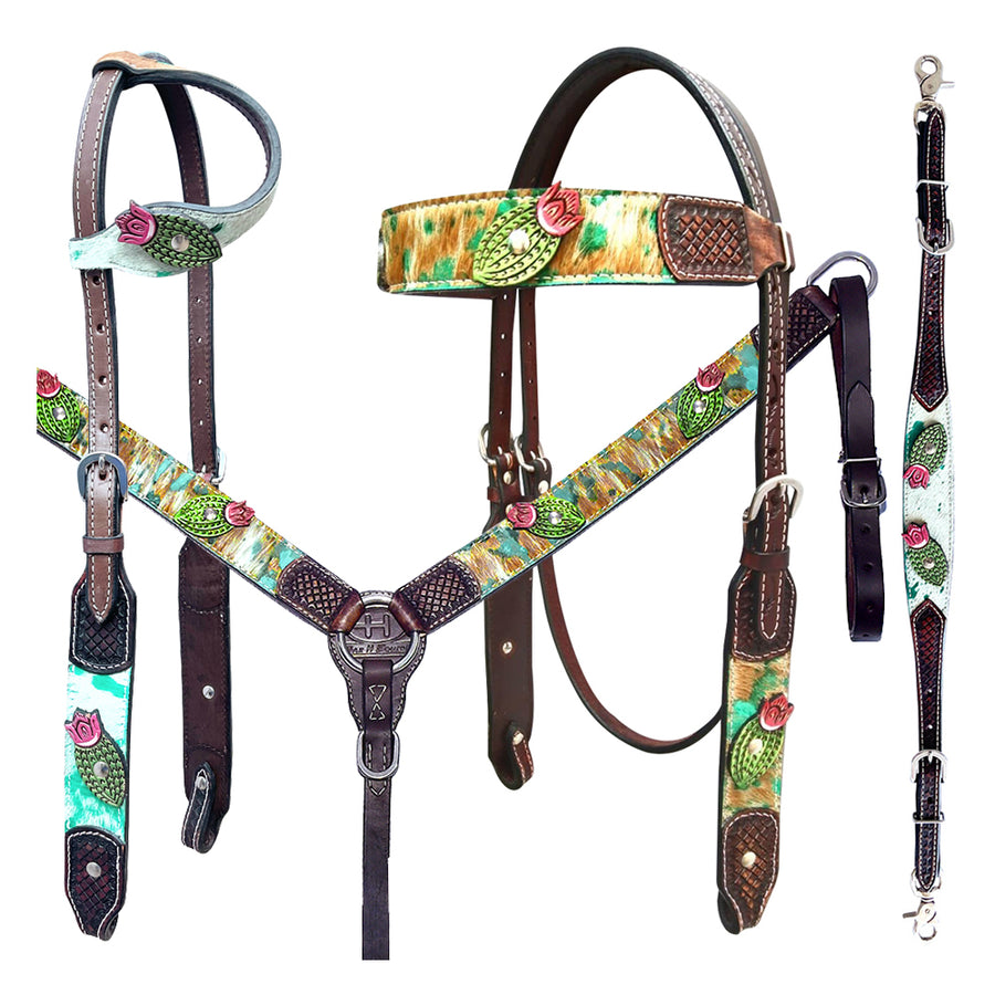 Bar H Equine American Leather Horse Saddle Tack One Ear Headstall Breast Collar Browband Wither Strap Set