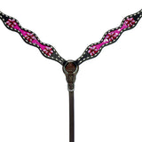 Bar H Equine Genuine Western American Leather Horse Premium Headstall & Breast Collar Set