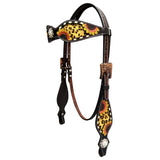 Bar H Equine Genuine Western American Leather Horse Premium Headstall & Breast Collar Set