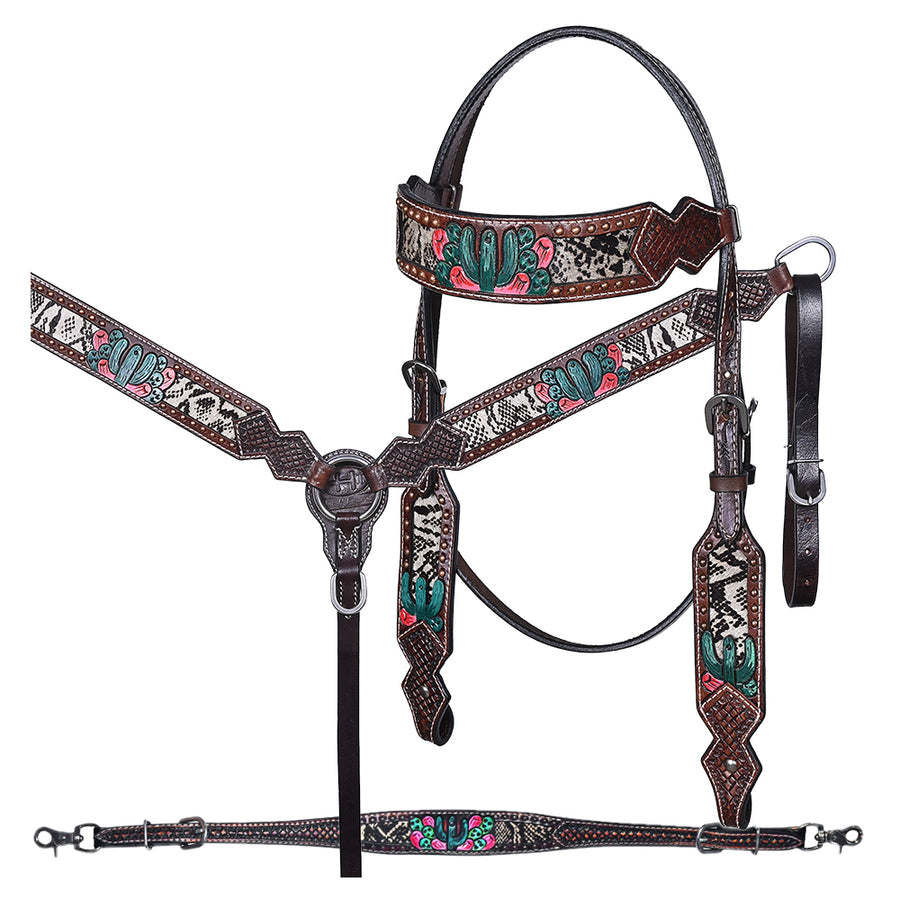 Bar H Equine American Leather Horse Saddle Tack Headstall | Browband Western for Horses - Uhorse