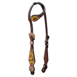 Bar H Equine Genuine Western American Leather Horse Premium Headstall & Breast Collar Set