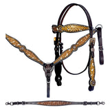 Bar H Equine Western Horse Genuine American Leather Wither Straps Breast Collar Headstall Tack Set