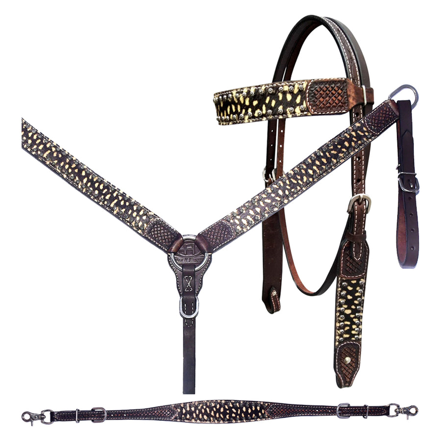 Bar H Equine Western Horse Genuine American Leather Wither Straps Breast Collar Set