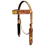 BAR H EQUINE Western Leather Horse Headstall & Breast Collar & Wither Strap