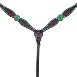 Bar H Equine Genuine Western American Leather Horse Premium Headstall & Breast Collar Set