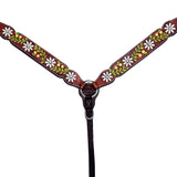 Bar H Equine Genuine Western American Leather Horse Premium Headstall & Breast Collar Set