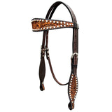 Bar H Equine Genuine Western American Leather Horse Premium Headstall & Breast Collar Set