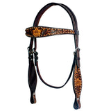 Bar H Equine Genuine Western American Leather Horse Premium Headstall & Breast Collar Set