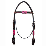 Bar H Equine Genuine Western American Leather Horse Premium Headstall & Breast Collar Set