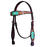 Bar H Equine Genuine Western American Leather Horse Premium Headstall & Breast Collar Set