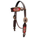 BAR H EQUINE Western Leather Horse Headstall & Breast Collar & Wither Strap