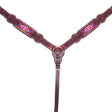 Bar H Equine Genuine Western American Leather Horse Premium Headstall & Breast Collar Set