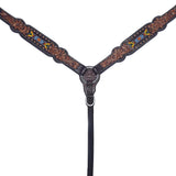 Bar H Equine Genuine Western American Leather Horse Premium Headstall & Breast Collar Set