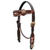 BAR H EQUINE Western Leather Horse Premium Headstall & Breast Collar Set