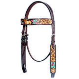 BAR H EQUINE Leather Horse Premium One Ear Headstall & Breast Collar Set